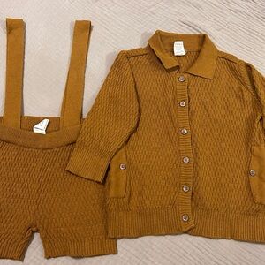 Kate Quinn Dark Dijon Cardigan and Suspenders 18-24M